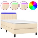 vidaXL Sommier à lattes de lit avec matelas LED Crème 100x200 cm Tissu