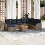 vidaXL Salon de jardin 9 Pièces avec coussins gris résine tressée