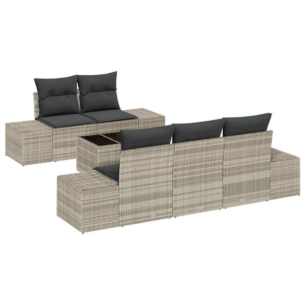 vidaXL Ensemble de canapé de jardin 6 Pièces Gris clair 55 x 55 x 37 cm