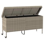 vidaXL Boîte de rangement de jardin et roues gris clair résine tressée