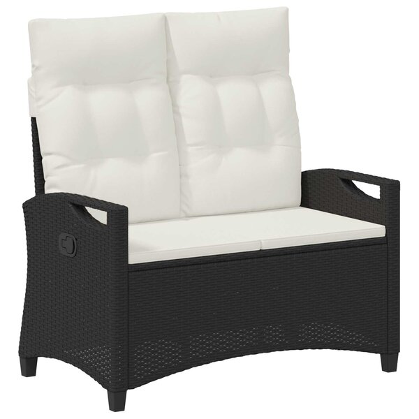 vidaXL Banc de jardin avec oreiller Noir et Crème 105 x 60 x 112 cm