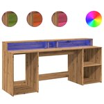 vidaXL Bureau avec lumières LED chêne artisanal bois d'ingénierie