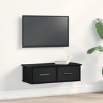 vidaXL Étagère à tiroir murale Noir Chêne 60x26x18 5cm Bois d'ingénierie