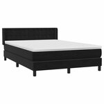 vidaXL Sommier à lattes de lit avec matelas noir 140x210 cm velours