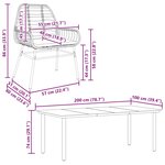 vidaXL Ensemble à manger de jardin coussins 7Pièces noir poly rotin verre