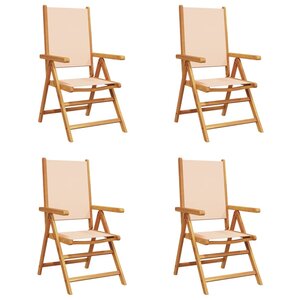vidaXL Chaises inclinables de jardin lot de 4 beige tissu bois massif