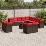 vidaXL Salon de jardin avec coussins 14 Pièces marron résine tressée