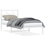 vidaXL Cadre de lit métal sans matelas avec tête de lit blanc 75x190cm