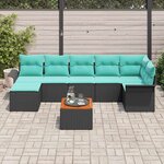 vidaXL Ensemble de canapé de jardin 8 Pièces Noir et turquoise