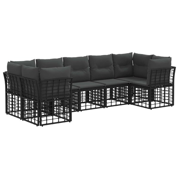 vidaXL Ensemble de canapés d'extérieur 7 pc Noir et Gris foncé