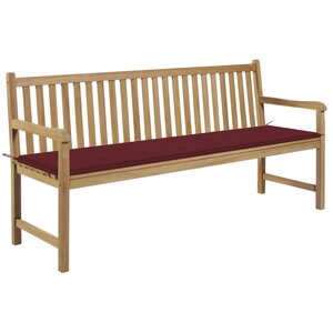 vidaXL Banc de jardin avec coussin bordeaux 175 cm Bois de teck massif