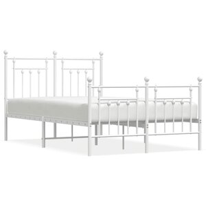 vidaXL Cadre de lit métal sans matelas et pied de lit blanc 120x190 cm