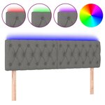 vidaXL Tête de lit à LED Gris foncé 144x7x78/88 cm Tissu