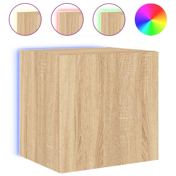 vidaXL Meuble TV mural avec lumières LED chêne sonoma 40 5x35x40 cm