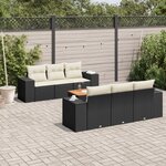 vidaXL Salon de jardin 7 Pièces avec coussins noir résine tressée