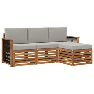 vidaXL Ensemble de canapés d'extérieur 4 Pièces Naturel et gris clair