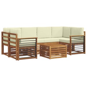 vidaXL Ensemble de canapés d'extérieur 7 pc Naturel et Crème