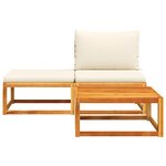 vidaXL Ensemble de canapés de jardin 3 pièces avec coussins  bois d'acacia et corde