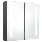 vidaXL Armoire de salle de bain à miroir LED Gris 62x14x60 cm