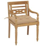 vidaXL Chaises Batavia avec coussins lot de 8 Bois de teck solide