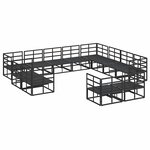 vidaXL Ensemble de canapé de jardin avec coussin 12 Pièces Noir Aluminium