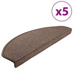 vidaXL Tapis d'escalier 5 pièces 65 x 24 x 4 cm Marron café Demi-rond Grand