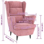 vidaXL Fauteuil rose velours