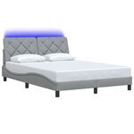 vidaXL Cadre de lit avec LED sans matelas gris clair 140x190 cm tissu