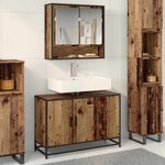 vidaXL Cabinet de salle de bain avec porte Bois Ancien 90 x 33 x 60 cm