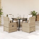 vidaXL Ensemble à manger de jardin avec coussins 5Pièces Beige poly rotin