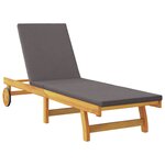 vidaXL Transat avec coussin Gris foncé Bois d'Acacia Massif