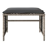 vidaXL Salon de jardin avec coussins 4 Pièces gris clair poly rotin verre