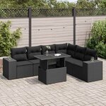 vidaXL Salon de jardin 7 Pièces avec coussins noir résine tressée