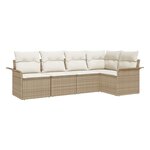 vidaXL Ensemble de canapé de jardin 5 Pièces Beige Poly rotin