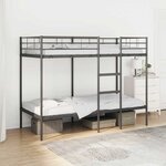 VidaXL Lit superposé sans matelas noir 90x190 cm acier