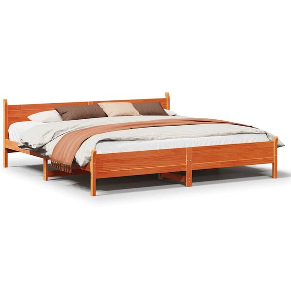 vidaXL Cadre de lit sans matelas cire marron 200x200cm bois pin massif