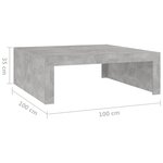 vidaXL Table basse Gris béton 100x100x35 cm Aggloméré