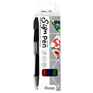 Stylo feutre sign pen s520  étui de 4 pentel arts