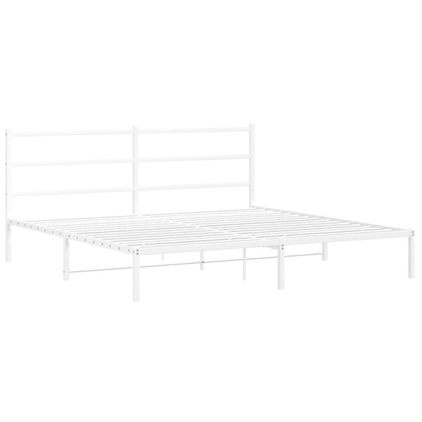 vidaXL Cadre de lit métal avec tête de lit blanc 193x203 cm