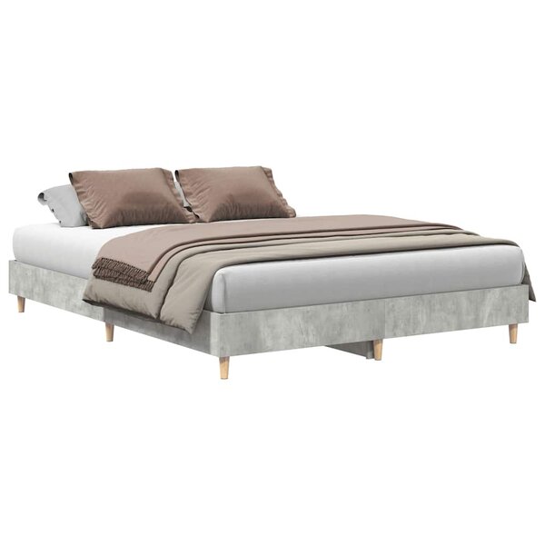 vidaXL Cadre de lit sans matelas gris béton 150x200 cm bois ingénierie