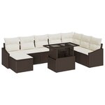 vidaXL Ensemble de canapé de jardin avec coussin 9 Pièces Marron  Crème