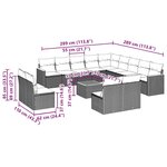 vidaXL Salon de jardin avec coussins 14 Pièces noir résine tressée