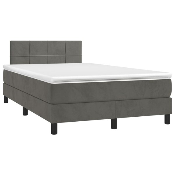 vidaXL Sommier à lattes de lit et matelas gris foncé 120x190cm velours