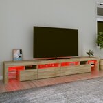 vidaXL Meuble TV avec lumières LED Chêne sonoma 260x36 5x40 cm