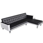 vidaXL Canapé-lit en forme de L similicuir noir