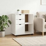 vidaXL Cabinet roulant Blanc 63 5 x 39 x 65 5 cm Bois de Pin Massif