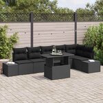 vidaXL Ensemble de canapé de jardin 7 Pièces Noir Poly rotin