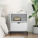 vidaXL Table de chevet avec tiroir Blanc brillant 49 x 36 x 61 cm