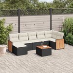 vidaXL Salon de jardin 8 Pièces avec coussins noir résine tressée