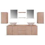 vidaXL Mobilier de salle de bain avec lavabo 9 Pièces Beige